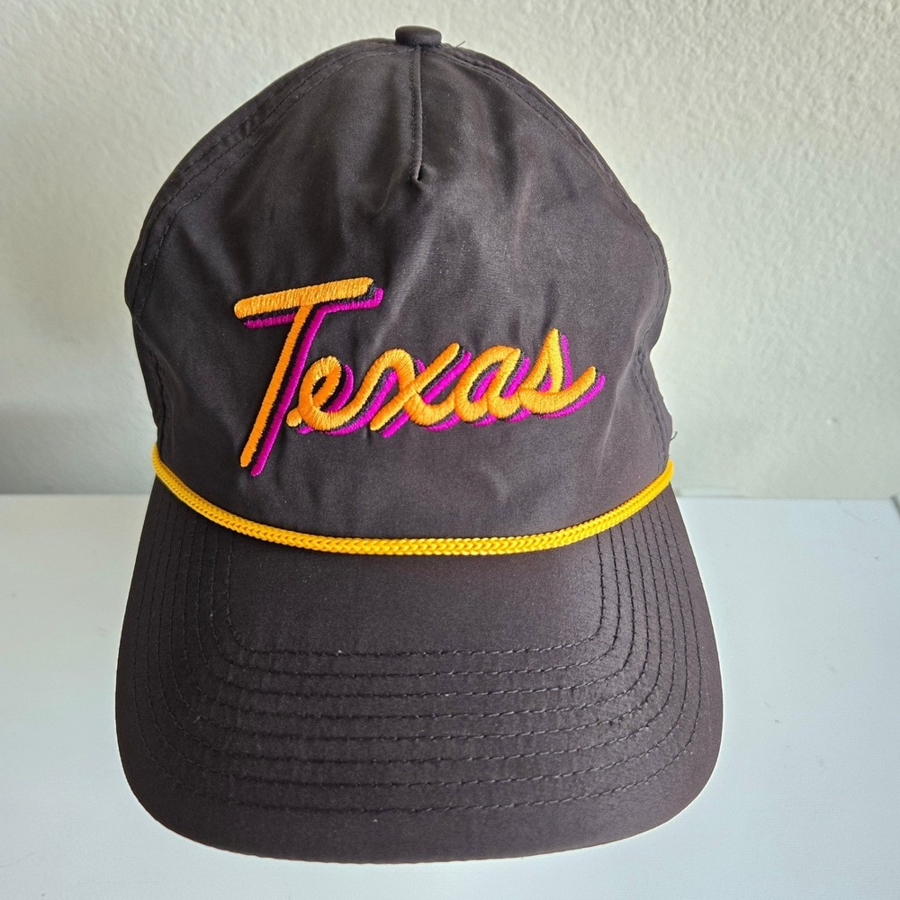 Bad Birdie Texas Golf Hat Mens Black Yellow Rope Snapback Unstructured Cap